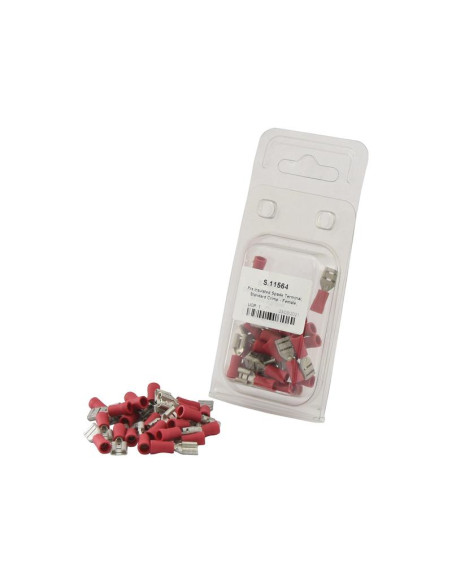 Terminal, Standard Grip - Hembra, 6.3mm, Rojo (0.5 - 1.5mm) (Blister 25 pzas.)