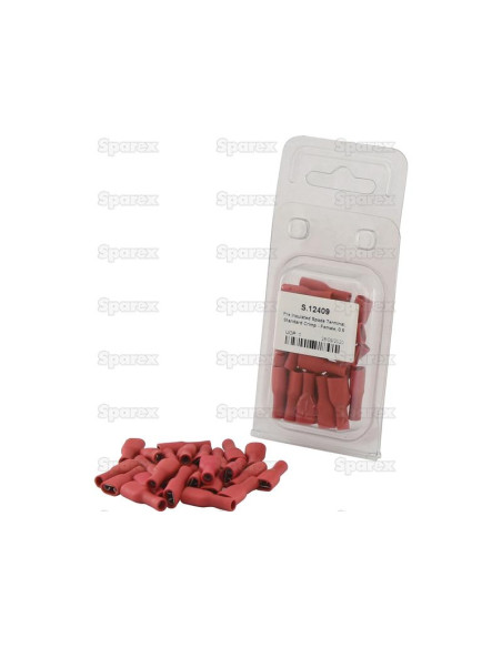 Terminal, Standard Grip - Hembra, 6.3mm, Rojo (0.5 - 1.5mm) (Blister 25 pzas.)