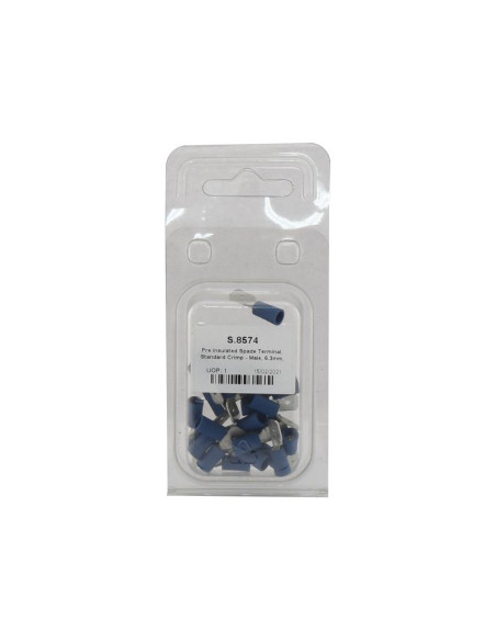 Terminal, Standard Grip - Macho, 6.3mm, Azul (1.5 - 2.5mm) (Blister 25 pzas.)