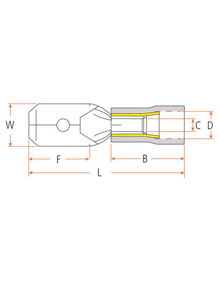 Terminal, Standard Grip - Macho, 6.3mm, Rojo (0.5 - 1.5mm) (Blister 25 pzas.)