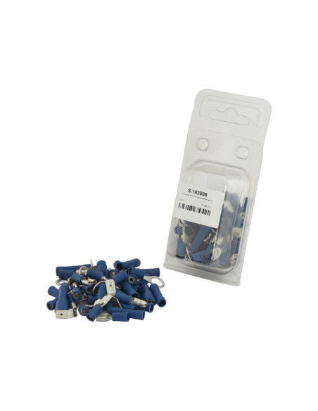 Terminales Electricas, Doble Agarre Azul (Blister 50 pzas.)