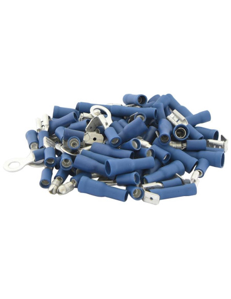Terminales Electricas, Doble Agarre Azul (Blister 80 pzas.)
