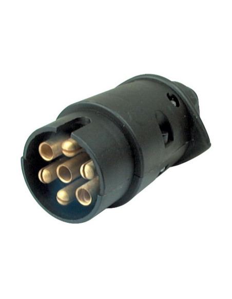 Enchufe de 7 clavijas macho para remolque con conectores de horquilla (plástico) 12 V