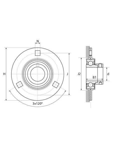 NTN SNR Unidad de brida de tres tornillos (ESPF204)