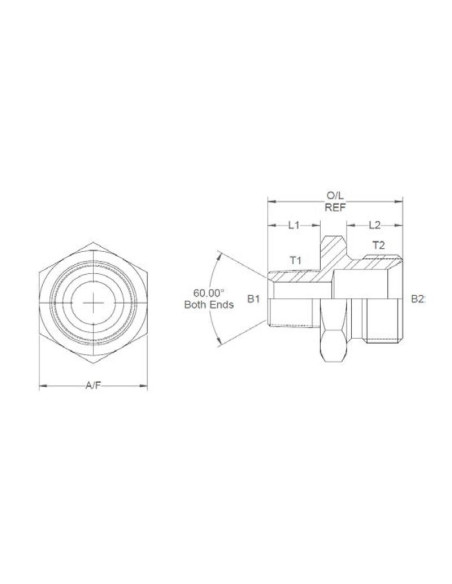 ADAPTADOR 1/2BSP MACHO - 3/4NPT MACHO