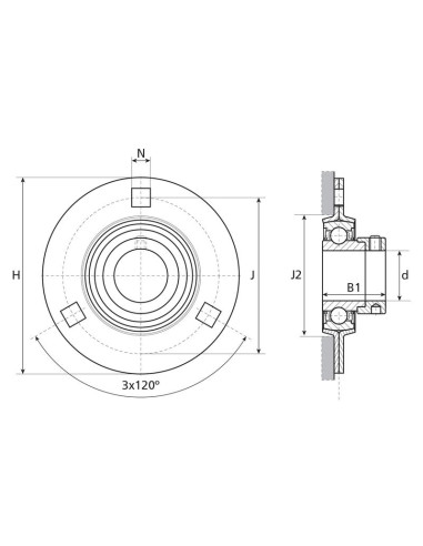 NTN SNR Unidad de brida de tres tornillos...