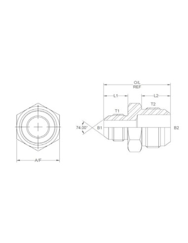ADAPTADOR JIC 9/16''X3/4'' MACHO/MACHO