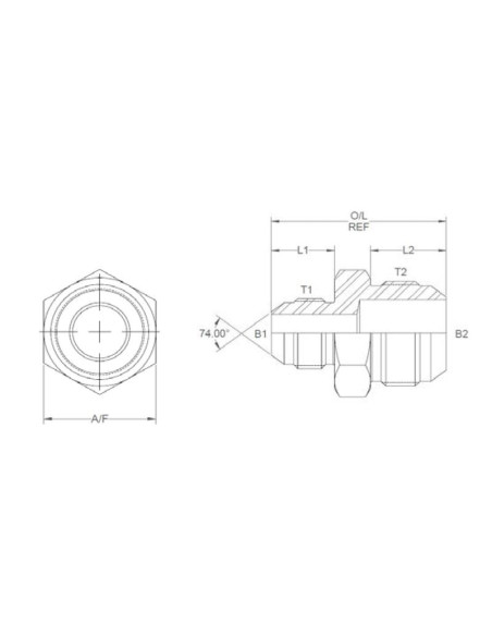 ADAPTADOR JIC 9/16''X3/4'' MACHO/MACHO