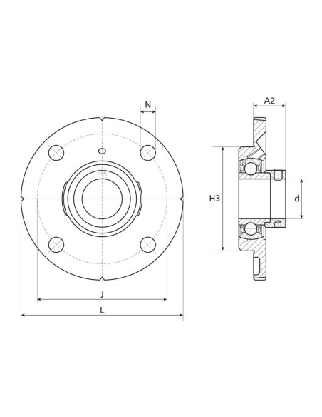 NTN SNR Rodamiento con Soporte de Cuatro Tornillos (ESFCE210)