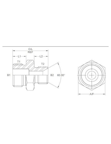 ADPT. 1/2''BSP - 3/4''UNF M/M