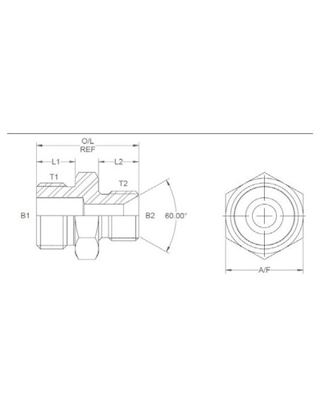 ADPT. 3/8''BSP - 1/2''UNF M/M