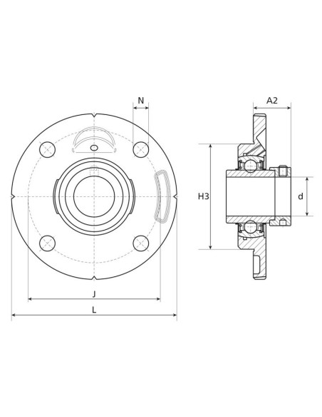 NTN SNR Rodamiento con Soporte de Cuatro Tornillos (EXFCE210)