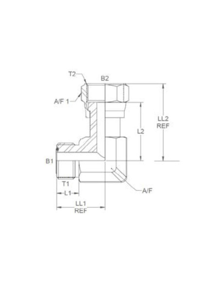 Hydraulic Adaptor ORFS 11/16''UNF male x ORFS 11/16''UNF 90compact female