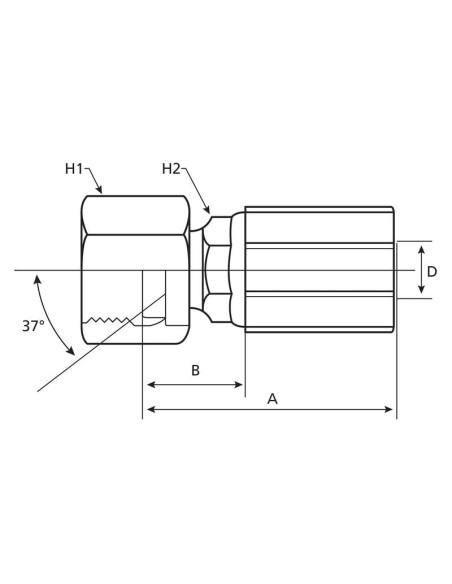 Gates JIC 37° Conexión Manguito 1/2'' x 3/4'''' Hembra Straight Swivel