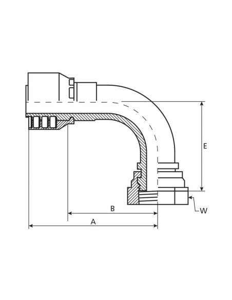 Parker BSP Conexión Manguito 3/8'' x 1/2'' x 14'' Hembra Acoplamiento Hidráulico Curvo 90º