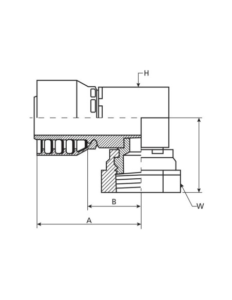 Parker BSP Conexión Manguito 3/8'' x 3/8'' x 19'' Hembra Acoplamiento Hidráulico Compacto 90º