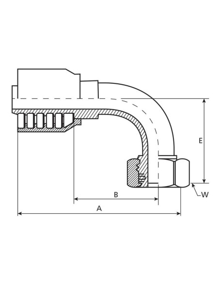 Parker métrica Conexión Manguito 5/8'' x M30 x 2.00 Hembra Acoplamiento Hidráulico 90º Serie Reforzada