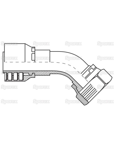 Parker ORFS Conexión Manguito 1/2'' x 1 3/16'' x 16'' Hembra Acoplamiento Hidráulico Curvo 135º