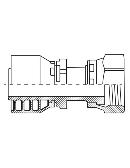 Parker ORFS Conexión Manguito 1/4'' x 11/16'' x 16'' Hembra Straight Swivel (Long)