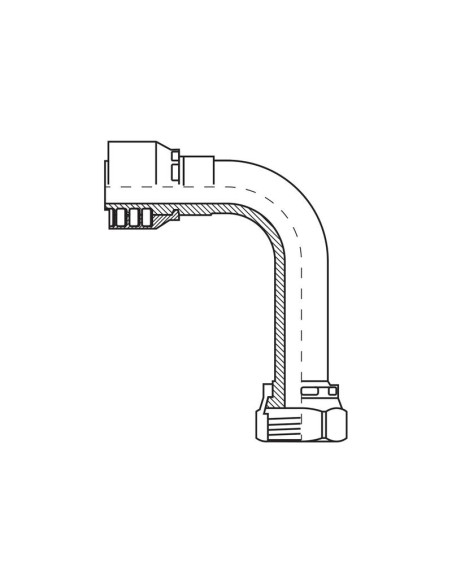 Parker ORFS Conexión Manguito 1/4'' x 9/16'''' Hembra Acoplamiento Hidráulico Curvo 90º (Extra Largo)