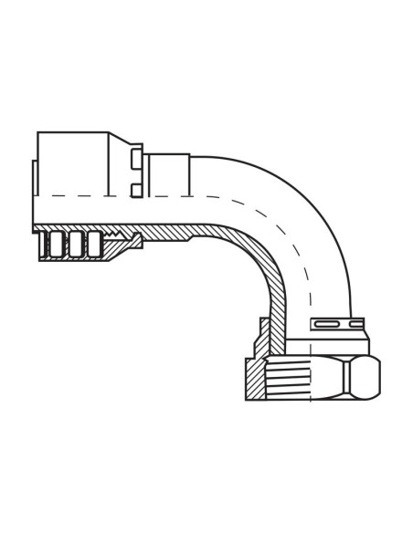 Parker ORFS Conexión Manguito 3/8'' x 11/16'' x 16'' Hembra Acoplamiento Hidráulico Curvo 90º