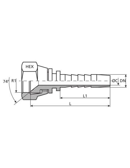 Dicsa JIC 37° Conexión Manguito 1'' x 1 5/16'' Rosca Hembra Straight Swivel