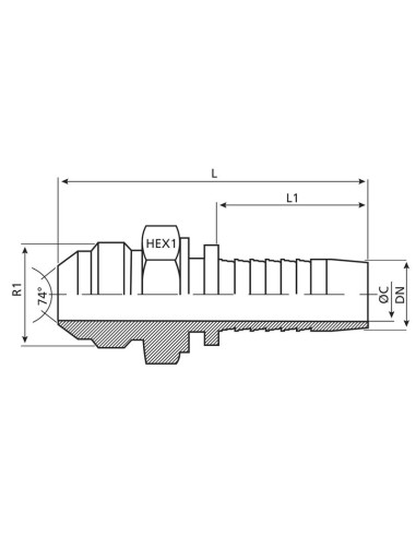 Dicsa JIC 37° Inserto de manguera 3/4'' x 1...