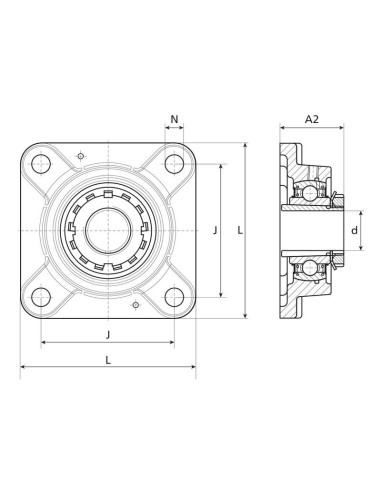 NTN SNR Rodamiento con Soporte de Cuatro...