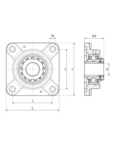 NTN SNR Rodamiento con Soporte de Cuatro Tornillos (UKF211)