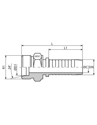 Dicsa métrica 24° Conexión Manguito 3/8'' x M16...