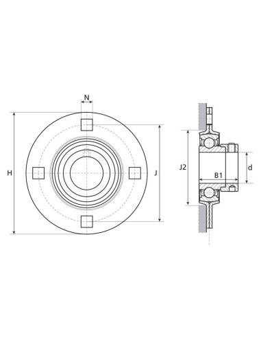 NTN SNR Rodamiento con Soporte de Tres...