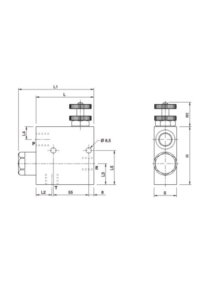 MARCHESINI Válvula de Control de Caudal 3 Vías 1/2'' BSP (80 L/min Caudal)
