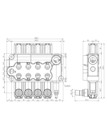Sparex Válvula Monoblock Hidráulica 1/2'' BSP Puertos 4 BK (60 L/min Caudal)
