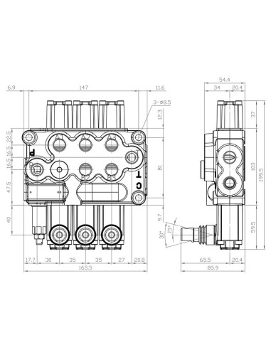 Sparex Válvula Monoblock Hidráulica 3/8'' BSP...
