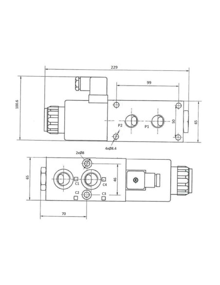 Trale Válvula Hidráulica Derivación Eléctrica 6 Puertos 1/2'' BSP 24V (DC) (80 L/min Caudal)
