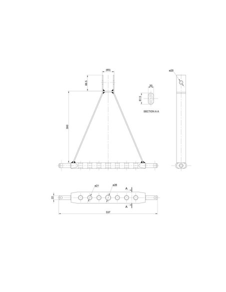 Estructura de remolque de tres puntos (Cat. 1) No. de orificios: 7, 508mm.