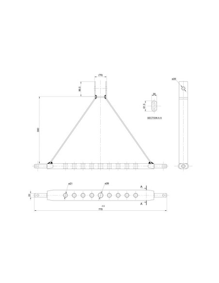 Estructura de remolque de tres puntos (Cat. 1) No. de orificios: 9, 730mm.