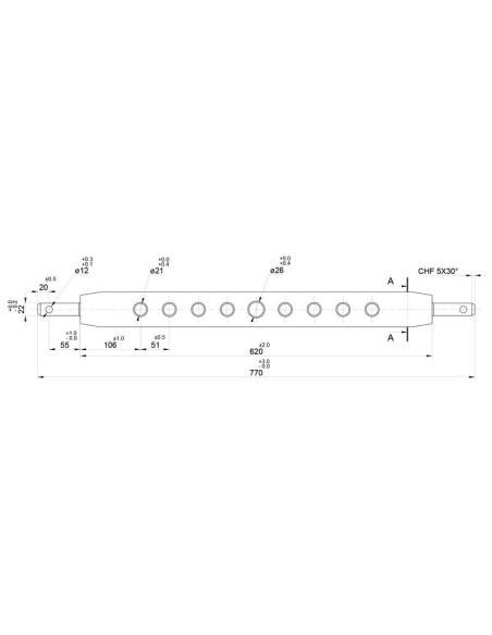 Estructura de remolque de tres puntos (Cat. 1) No. de orificios: 9, 730mm.