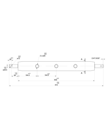 Estructura de remolque de tres puntos (Cat. 2) No. de orificios: 3, 770mm.