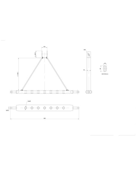 Estructura de remolque de tres puntos (Cat. 2) No. de orificios: 7, 862mm.