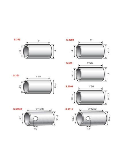 Casquillos Reductores (Cat. 2 hasta 1, 3 hasta 2) (43 pzas. Caja)