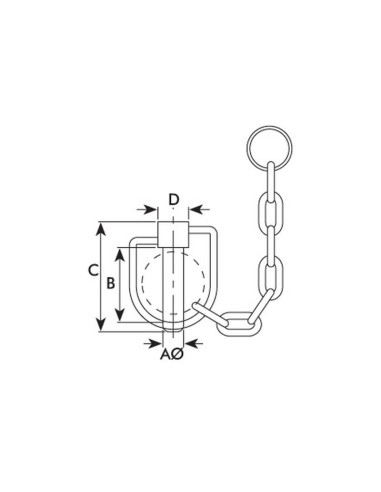 Pasador con Cadena, Ø pasador14mm x 67mm