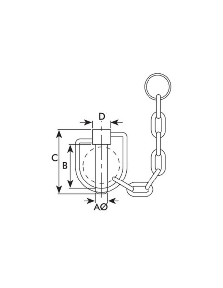 Pasador con Cadena, Ø pasador14mm x 67mm