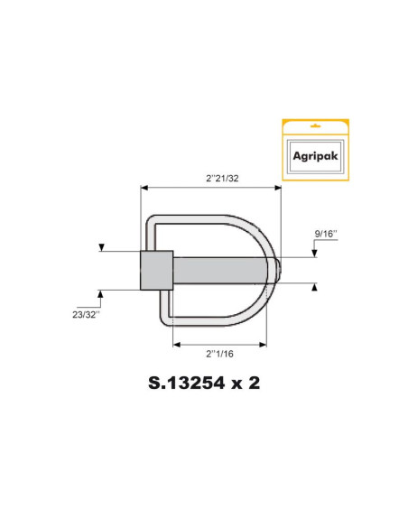 Pasador con Cadena, Ø pasador14mm x 67mm (2 pzas. Blister)