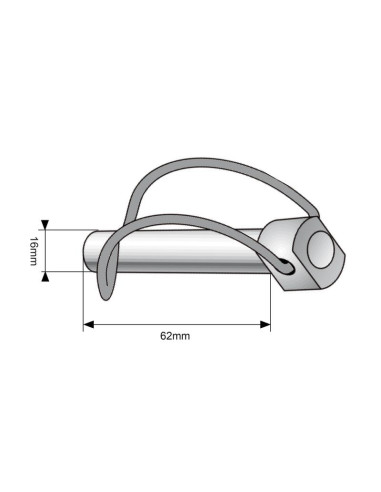 Pasador con Cadena, Ø pasador16mm x 62mm