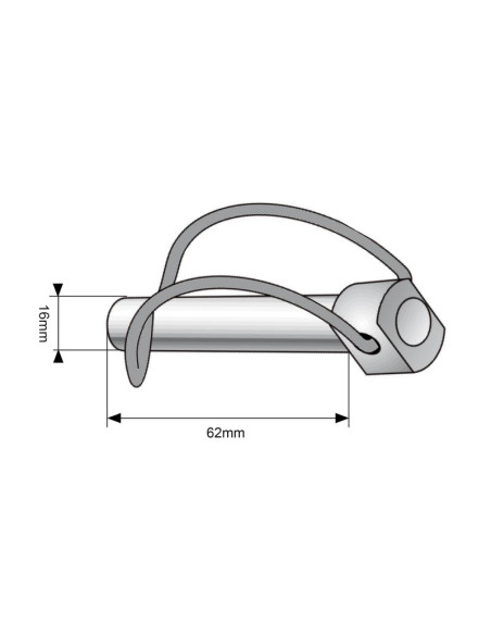 Pasador con Cadena, Ø pasador16mm x 62mm