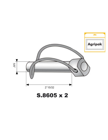 Pasador con Cadena, Ø pasador16mm x 62mm (2...