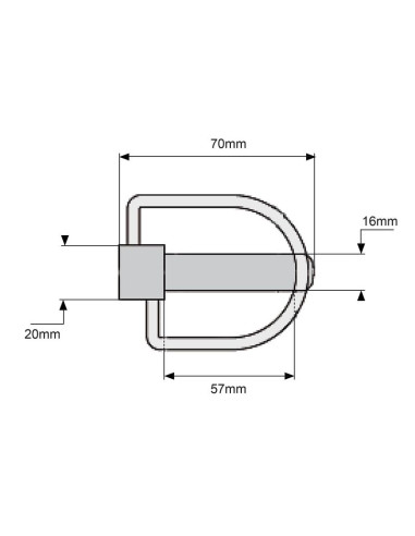 Pasador con Cadena, Ø pasador16mm x 70mm