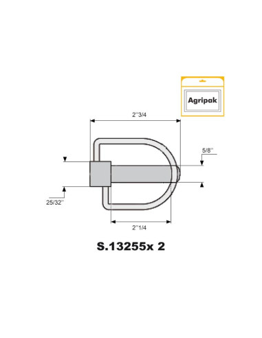 Pasador con Cadena, Ø pasador16mm x 70mm (2...