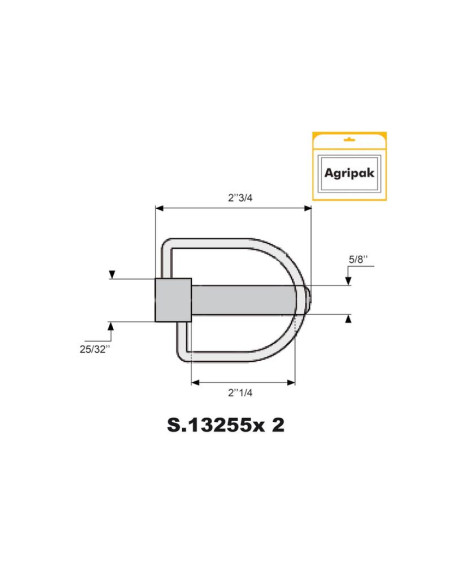 Pasador con Cadena, Ø pasador16mm x 70mm (2 pzas. Blister)